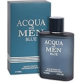 Acqua for Blue Cologne for Men 3.4Fl Oz Eau De Toilette Spray Long-Lasting Men Cologne Notes of Mandarin, Lavender, Cedarwood Fragrance for Work Days Use