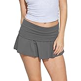 Hafailia Skorts for Women with Pockets Casual Fold Over Low Waist Pleated Tennis Athletic Mini Skirts with Shorts Underneath