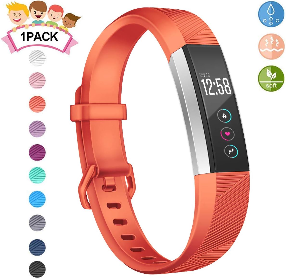 WEKIN Replacement Bands Compatible for Fitbit ACE(not for ace 2), Soft Silicone Replacement Sport Wristband Strap for ACE,Alta HR Fitness Tracker Specially Designed for Kid's Wrist (5.0"-7.0")