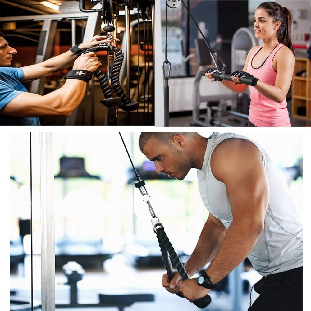 Pulley Cable Machine Men Women Professional Muscle Strength Fitness Equipment Forearm Wrist Roller Training for LAT Pulldowns, Biceps Curl, Triceps Extensions Workout Straight Curved : Sports & Outdoors