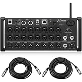 Behringer XAir XR18 18-Ch 12-Bus Wireless Digital Mixer for iPad/Android Tablet, Bundle With 2x 25' XLR M to F Microphone Cables