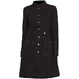 VearFit Women's Party wear Wool Trench Coat Blend Pea Woolen Full Length Gray Blazer