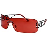 SENMARIES Rimless Y2k Sunglasses For Women Men Rectangle Vintage glasses Fashion Flame Metal Sunglass Frameless Retro Eyewear