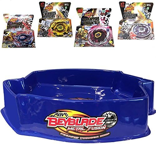 MW081 Ultimate Large Blue Pegasus Beystadium Set 4 Beyblades w/ Launchers + Stadium