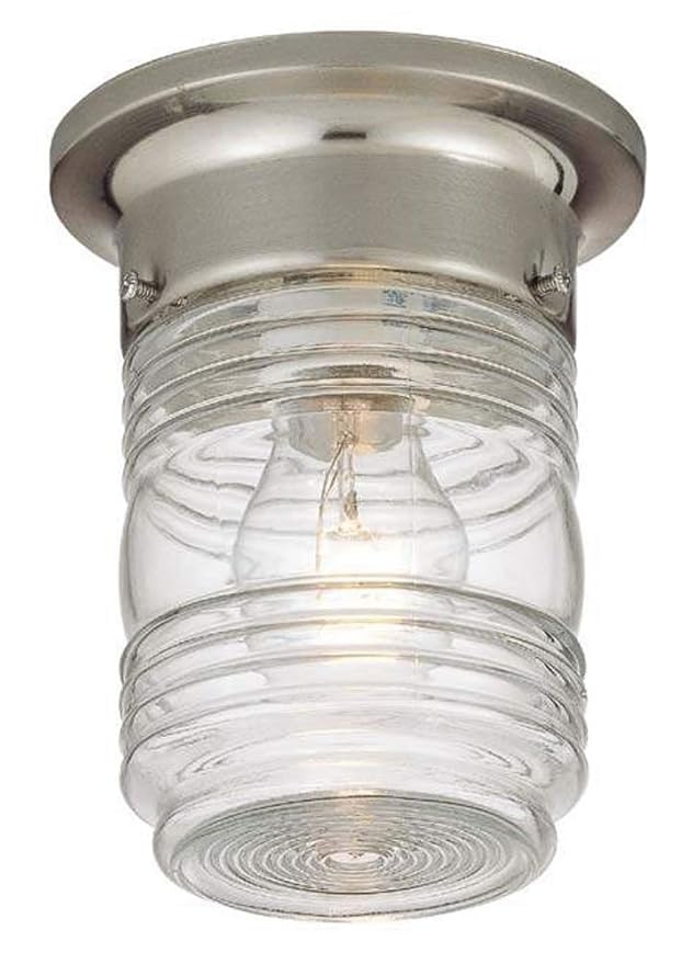 Hardware House 544700 Jelly Jar One Light Outdoor Flush Mount, Satin