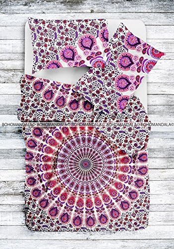Beautiful Purple Peacock Design Duvet Cover Set Twin Size Purple Set Of 3 By Bohomandala
