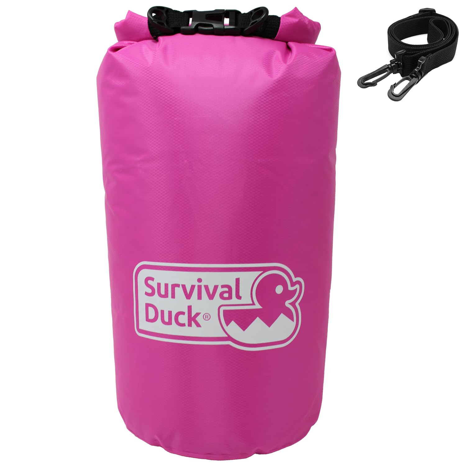 Survival Duck Lightweight Ripstop Nylon Waterproof 10L Dry Bag with Shoulder Strap for Kayaking, Boating, Swimming, Camping, Paddle Boarding - 10 Litre Pink — image 1