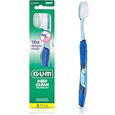 GUM Deep Clean Technique Soft Toothbrush, Full Head, 2 Count | Ultra-Fine tapered bristles to reach below the gumline, Quad-Grip ergonomic handle, Gentle on gums, Replace every 3 months
