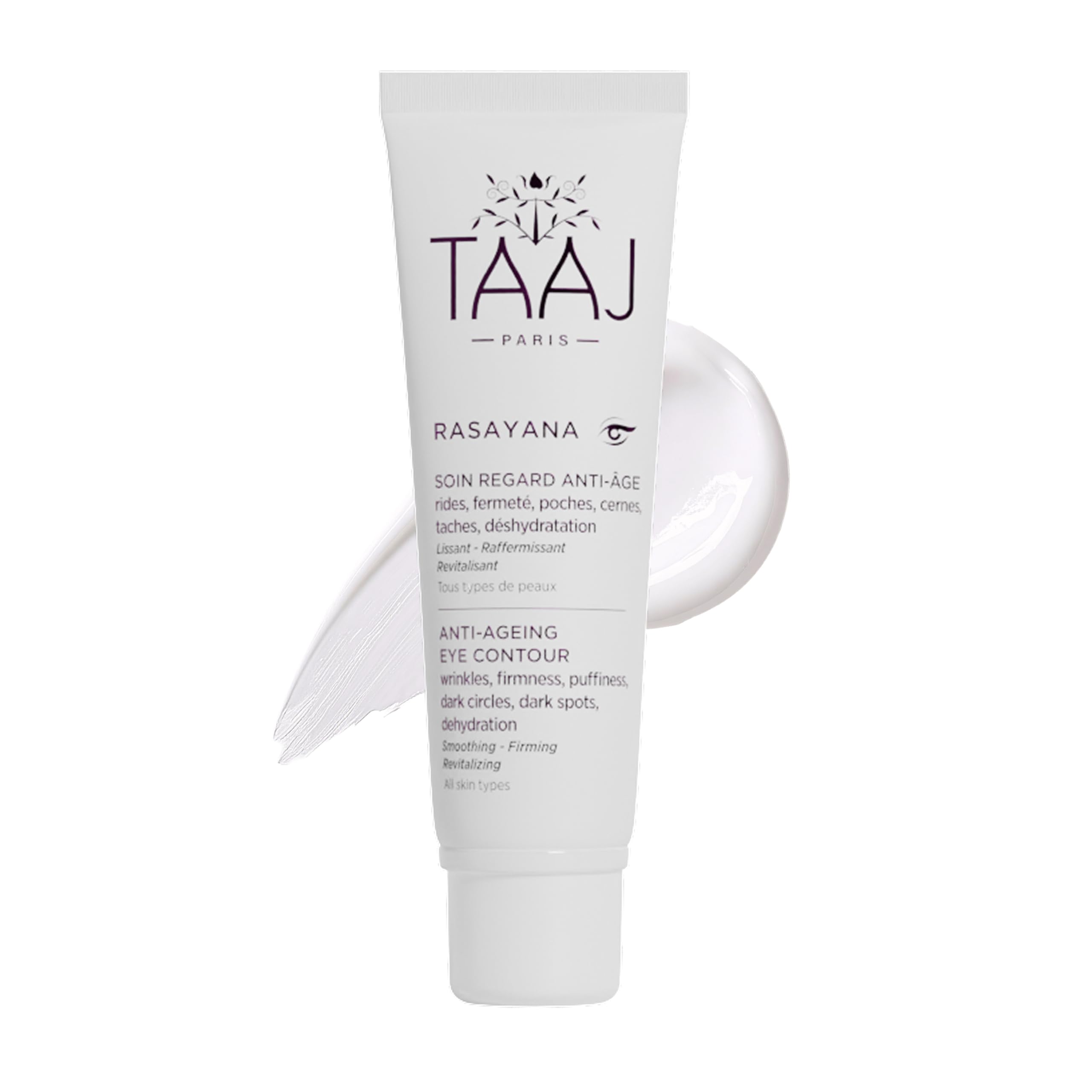 TAAJ | Anti-ageing eye care - RASAYANA | Corrects the signs of ageing | Acts on wrinkles, dark circles, puffiness, etc. | Regenerating, firming, brightening and draining actives | 30ml