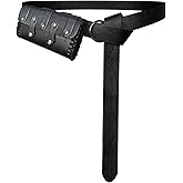 HiiFeuer Medieval Faux Leather Belt Bag with O Ring Belt, Renaissance Cosplay Belt Pouch, Portable Phone Bag for Ren Faire (Black A)