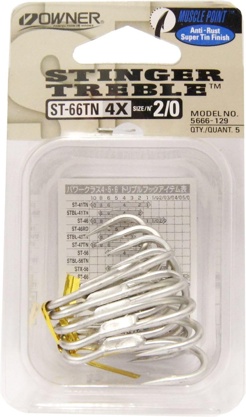 Owner treble hooks St 66, silver 2/0
