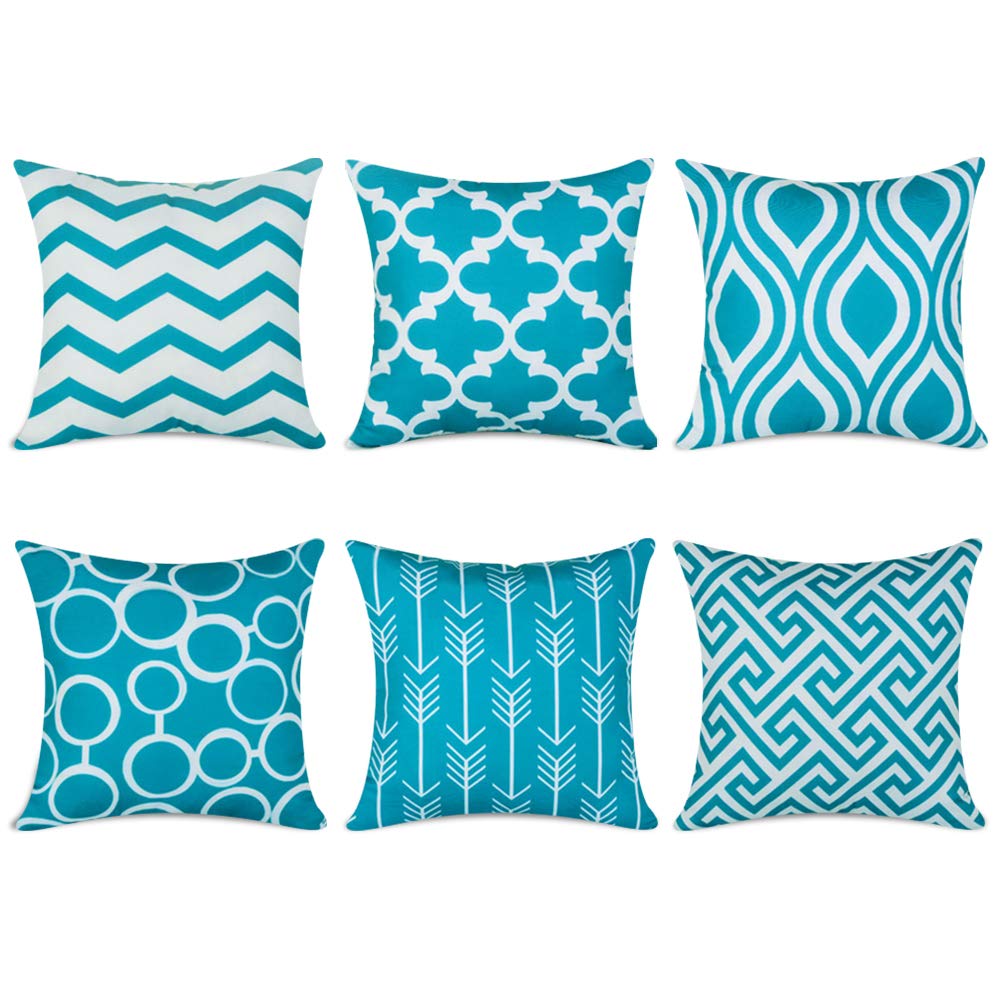 Topfinel Teal Cushion Cover Canvas Decorative Square Throw Pillow Cases