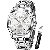 OLEVS Watch for Men Business Diamond Easy Read Men's Wristwatches Analog Luxury Date Stainless Steel Waterproof Luminous Dress Mens Watches