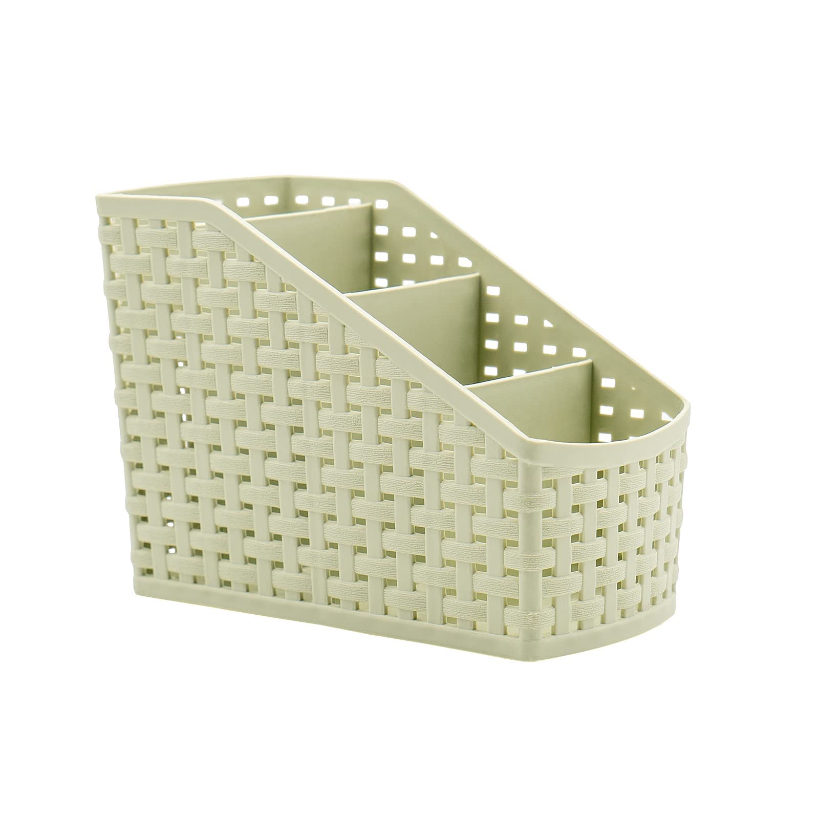 Fai Top Storage Basket, Cosmetic Box Organiser,Plastic Storage Box Desktop 4 Grid Sub-grid Storage Case Multi-function Storage for Desktop Office Bedroom Countertop Home Kitchen-Green