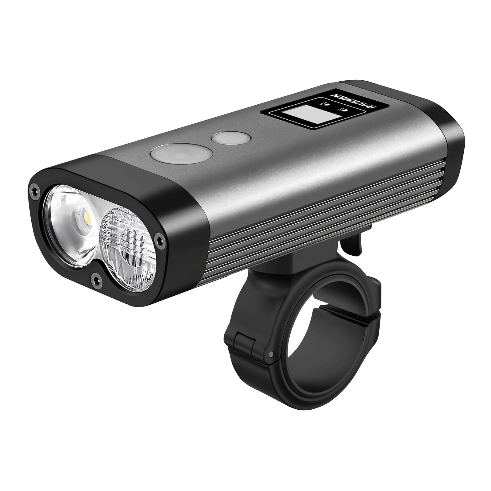 RAVEMEN PR2000 Bike Light for Night Riding Mountain Biking, 2000 Lumens Rechargeable Bike Headlight with LED Display, Wireless Remote, Anti-Glare Beam, IPX8 Waterproof