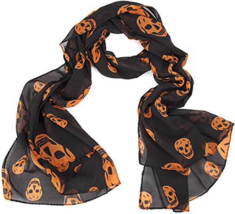 Chikamika Skull Scarf Fashion Chiffon Skull Scarves Super Lightweight Skull Wraps
