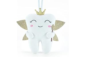 FAIDOLLRY Tooth Fairy,Tooth Fairy Pillow with Shiny Wings,Tooth Fairy Pillow for Boys,Tooth Pillow,Tooth Fairy Gift,Tooth Decor,Tooth Fairy Doll,Tooth Fairy Bag Keepsake (Gold Wings)