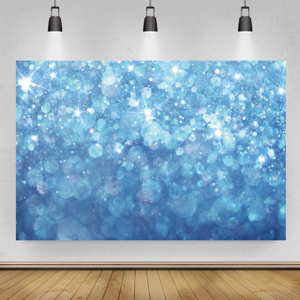 Bovlleetd 7x5ft Winter Scene Backdrop Blue Light Shadow White Light Point Photography Background Portrait Photography Background Shooting Props for Baby Shower Party Decor Banner