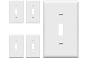 ENERLITES Light Switch Cover Plate, Toggle Wall Plate Cover, Size 1-Gang 4.50" x 2.76", Unbreakable Polycarbonate Thermoplastic, 8811-W-5PCS, White (5 Pack)