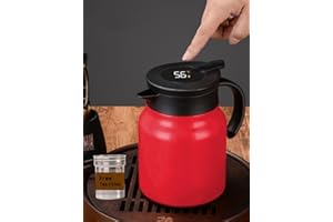 34oz Thermal Coffee Carafe with Tea Infuser/Smart Double Walled Vacuum Thermo with LED Display/Stainless Steel Carafe/Tea Pot