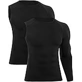 RIKUAOU Mens One Arm Sleeve Compression Shirts 1/2 Long Sleeve Athletic Base Layer Undershirt Basketball Workout Top