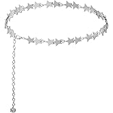 Sacina Goth Emo Y2K Star Chain Belt for Women, Adjustable Silver-tone Waist Chain, Punk Emo Grunge Aesthetic Body Jewelry