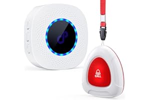 CPTEA Caregiver Pager Wireless Call Buttons for Elderly Monitoring, Nurse Emergency Alert System for Seniors/Patients, 1 Panic Buttons/Transmitter and 1 Receivers