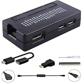 GeeekPi Pi Zero 2 W Case/Zero W Case, 7 in 1 Basic Starter Kit with 20Pin GPIO Header, OTG Cable, Switch Cable, HDMI Adapter and Screwdriver for Raspberry Pi Zero 2 W/Zero W (Black)