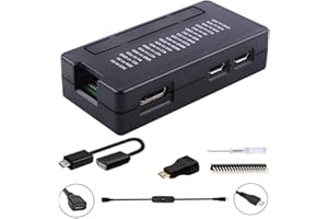 GeeekPi Pi Zero 2 W Case/Zero W Case, 7 in 1 Basic Starter Kit, 20Pin GPIO Header, OTG Cable, Switch Cable, HDMI Adapter for 