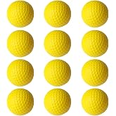 PINMEI Practice Foam Golf Balls Pack of 12 Realistic Limited Flight Indoor Outdoor Training Balls Perfect for Basement or Backyard Yellow