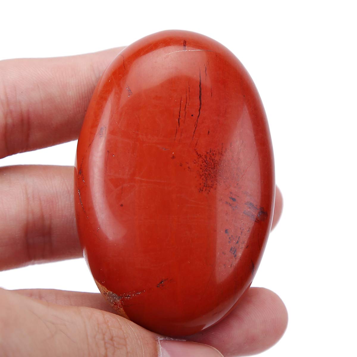 Lovionus89 Red Jasper Worry Stones, Natural Oval Palm Pocket Healing Crystal Massage Spa Energy Stone โ image 1