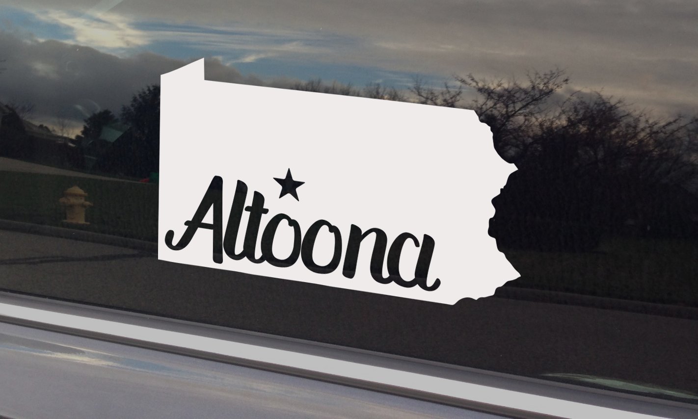 Altoona PA Vinyl Sticker For Car Window, State, Free