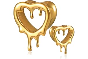 Twolobes 1 Pair Classic Love Teardrop for Stretched Ears Hypoallergenic 316 Stainless Steel Earrings cuff Tunnels plugs 00G 8