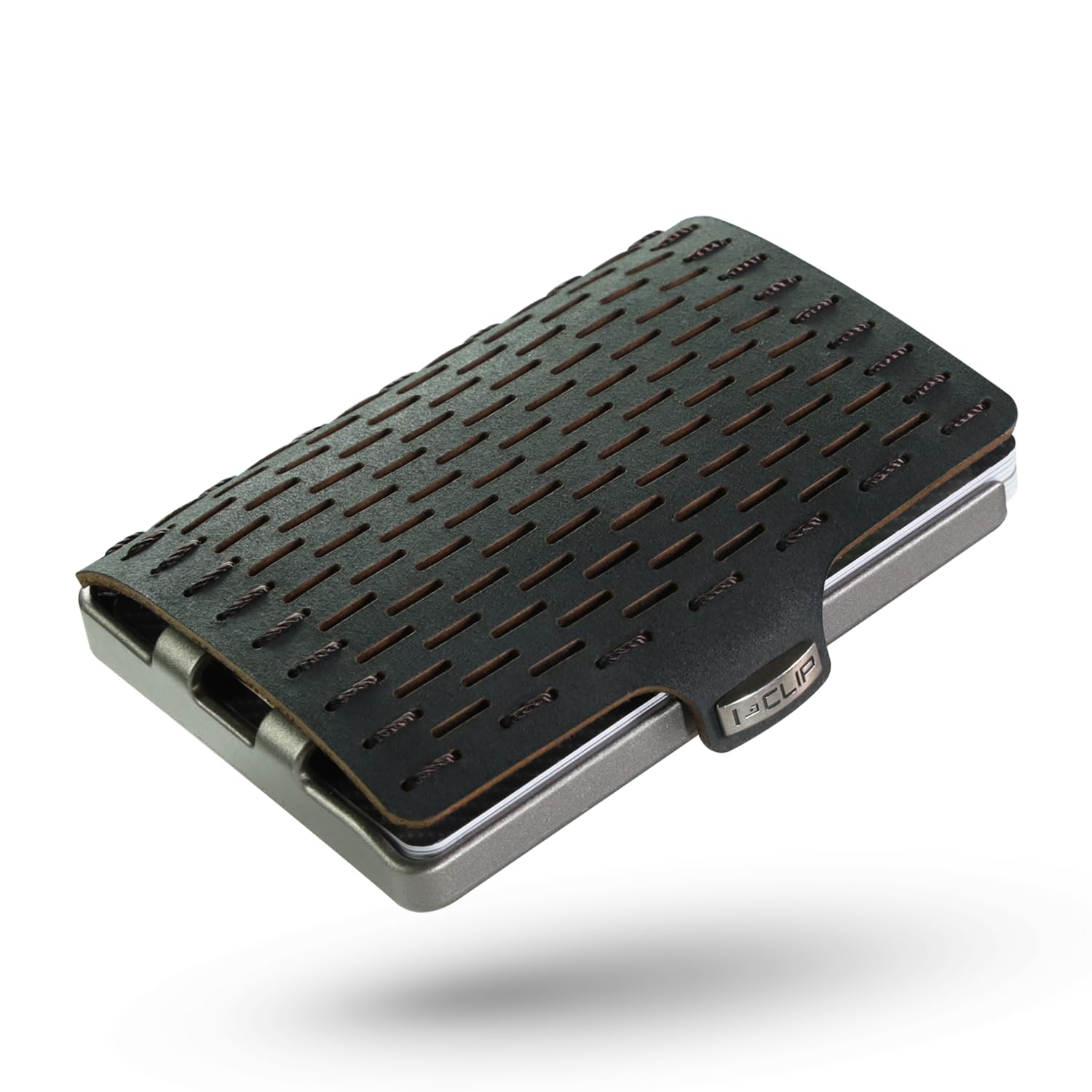 I-CLIP Original Wallet with Coinpouch - Leather Wallet - Cardholder with Moneyclip - Slim Wallet - Silver Black