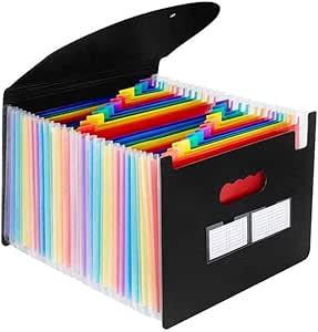 Caja de archivos expandible con 24 bolsillos, con tapa abatible ...