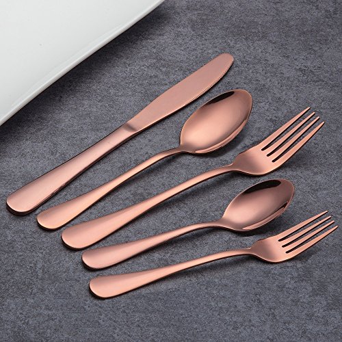 Berglander Stainless Steel Copper Color Flatware Set Rose Gold, 20