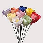 Simulated Flowers, Handmade ceramic tulips, Home Decorations, Living Room vases,ceramic Floral Decorations, Creative Gifts for Floral Arrangements providing long-lasting beauty Set of 9 (colour)
