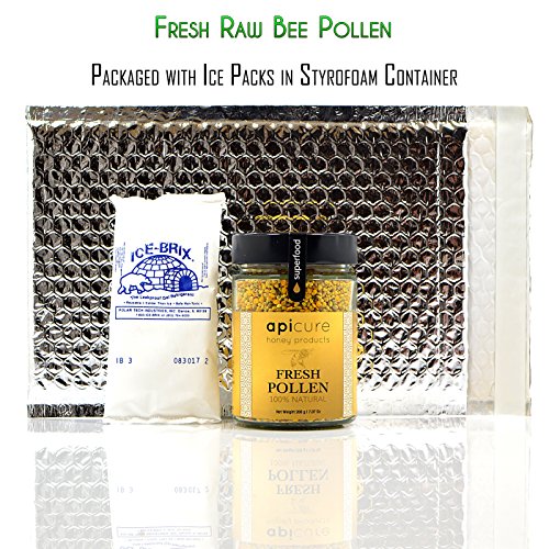 Fresh Raw Bee Pollen -100% Greek Premium, Wild Collected, Unprocessed Superfood - Product Is Packaged with Ice Packs in Styrofoam Container (Fresh Bee Pollen 200g)
