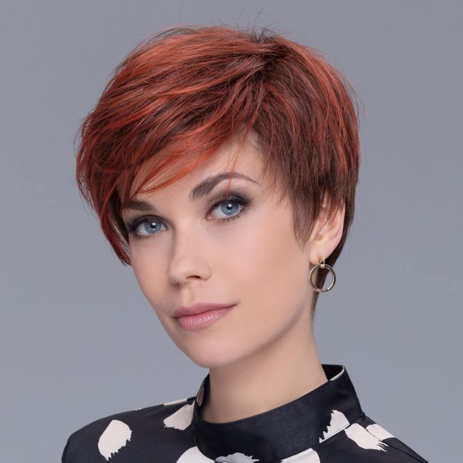 TISHINING Short Red Pixie Cut Wigs for White Women