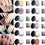 12 pack Chrome Mirror Nail Powder with Smooth Shimmer Shining Glitter Effect Pigment for Nail Art DIY manicure by Baby Beauty