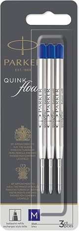 Parker Ballpoint Pen Refills Medium Blue QUINKflow 3 Count view 8
