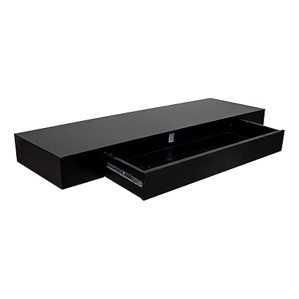Tophomer Black Floating Wall Shelf Drawer Wall Mounted Drawer