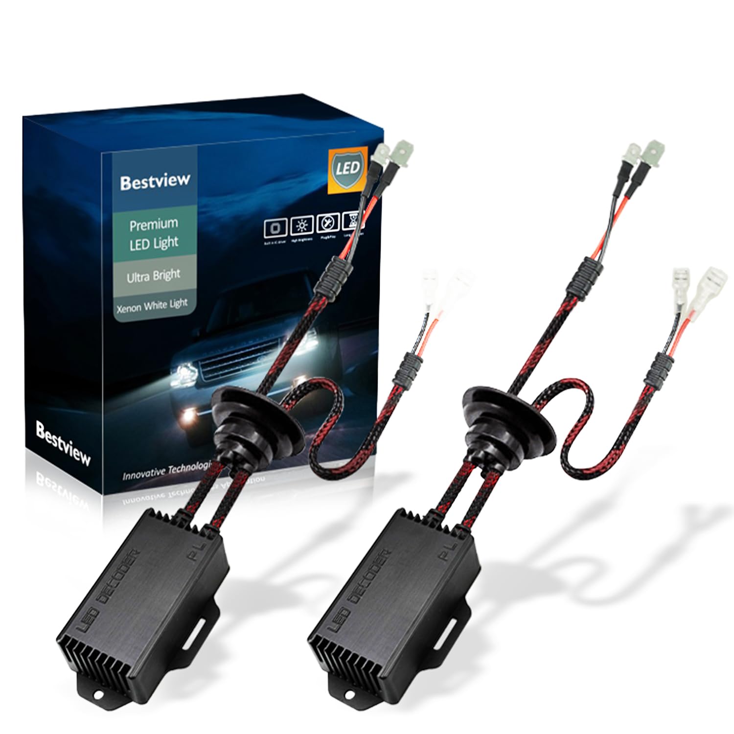 Photo 1 of Bestview H1 H3 LED Light Canbus Decoder Anti Flicker Harness, Resistor Decoders Error Free, LED Warning Canceller Resistor Adapter, Pack of 2