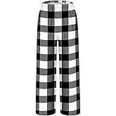 HONGTEYA Girls Christmas Pants with Pockets Soft Long Loose Kids Plaid Bottom Indoor Outdoor Xmas Holiday 8-14 Years