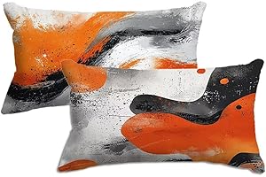 Outdoor Pillow Covers 12x20 Inch Decorative Orange Cushion Covers Set of 2 Waterproof Pillow Protector Modern Decorative Outd