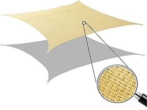 GLORYA Shade Sail - 10' x 12' Rectangle UV Block Shade Cloth - Water & Air Permeable Awning - Permeable Canopy Pergolas Top Cover for Outdoor Patio Garden Sand Color