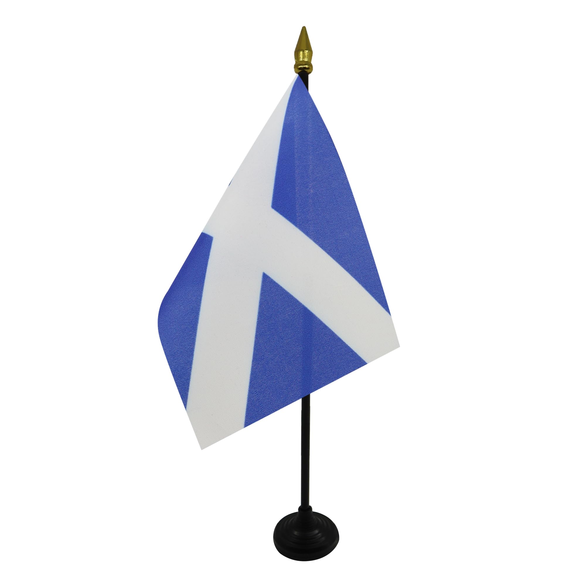 AZ FLAG - Scotland Table Flag 4'' x 6'' - Scottish Mini Desk Flag 100% Polyester 15 x 10 cm - Office Mini Banner with 10'' Pole - Golden Spear