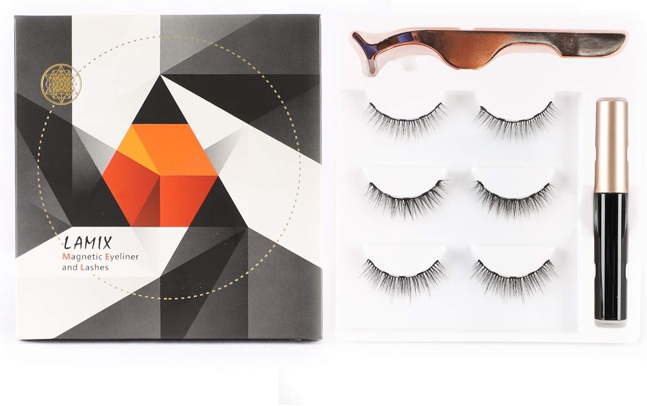 Magnetic Eyeliner and Lashes Magnetic Eyelashes Kit False Lashes 3 Style with Tweezers