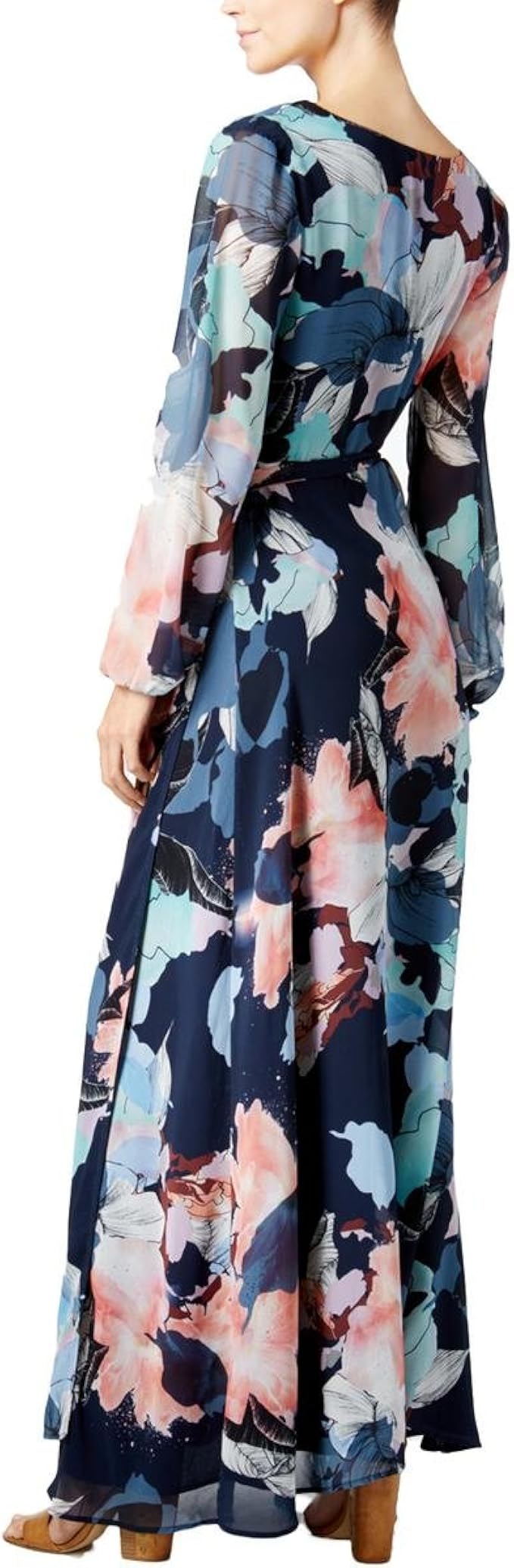 bar iii printed wrap maxi dress