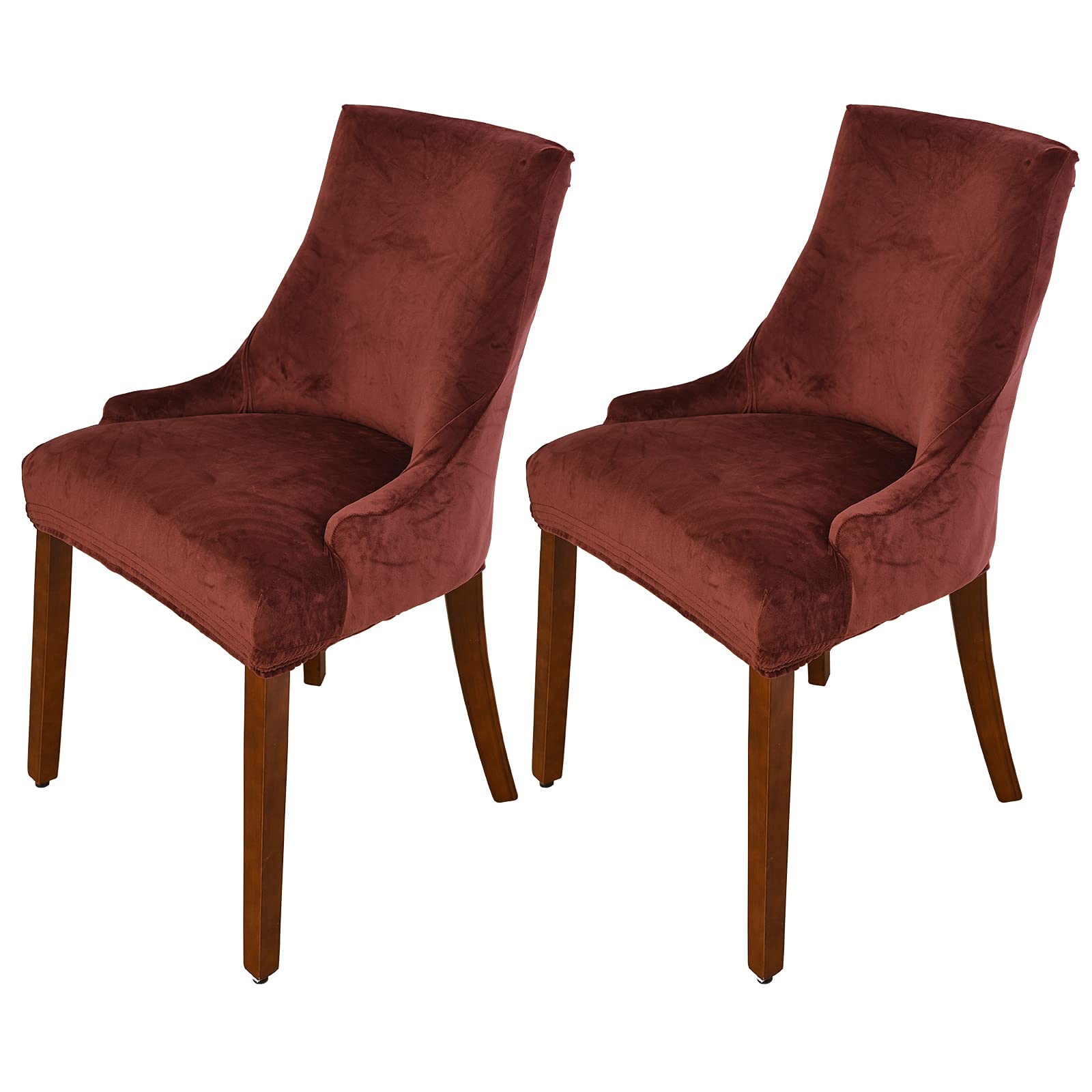 MINGPINHUIUS Velvet Wingback Chair Slipcover,Velvet Stretch Wingback Chair Cover,Sloping Arm Chair Protector Cover for Dining Room Banquet Home Decor Machine Washable Hand Washable (Coffee, 2)